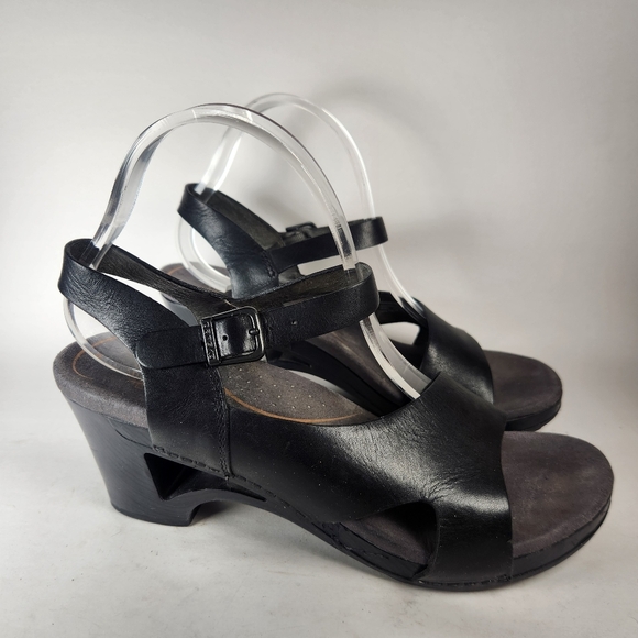 DANSKO Women's Tasha Sandal Size 10.5 EU 41 Black Leather Open Toe Shoe - Picture 2 of 9